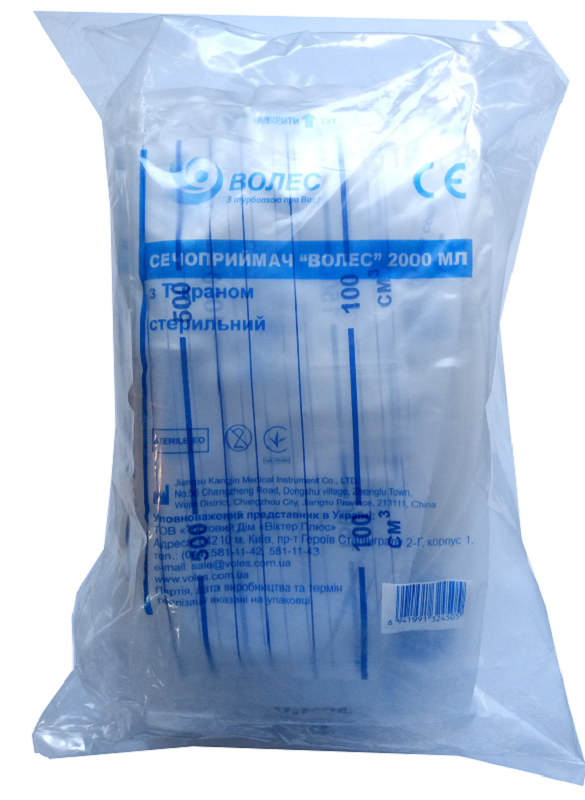 Сечоприймач 2,0 л з Т-краном, стерильний, "ВОЛЕС"